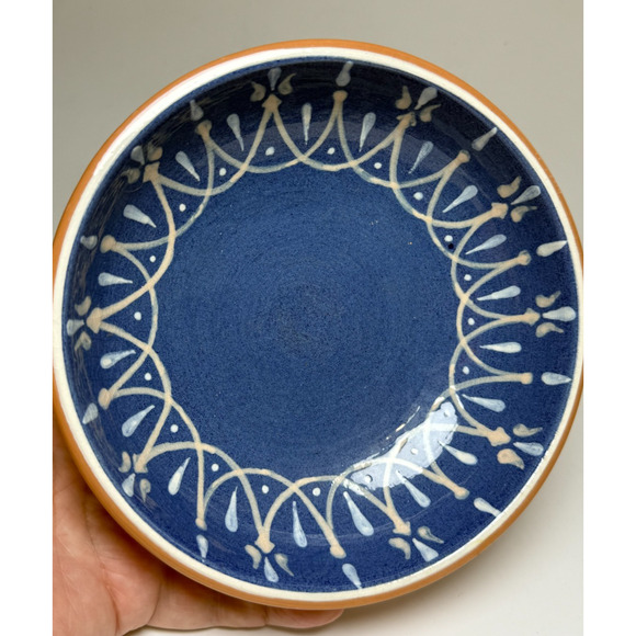 Vintage Brena Oaxaca Mexican Art Pottery Plate Bowls Set Blue & White Signed - Picture 11 of 11